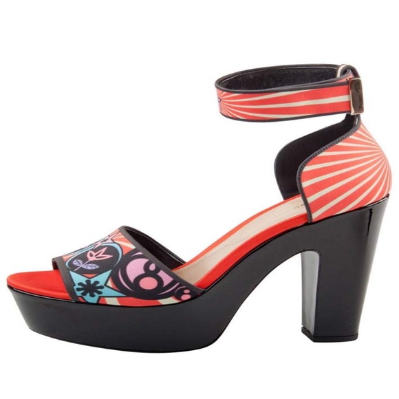 Nicholas Kirkwood Multicolor Printed Satin Platform Sandals - Picture 3 of 7